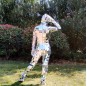 Silver girl dance mirror outfit for show